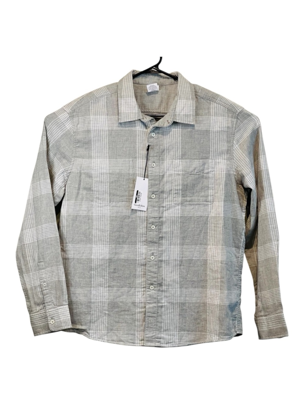 Goodfellow & Co Men’s Gray Plaid Button-Down Shirt